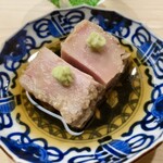 日本橋蛎殻町 すぎた - あん肝と新政の火の鳥、蛍烏賊の味噌漬けと天美