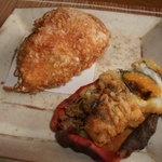 千松しま - 蟹甲羅あげ　ほや穴子まき