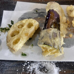 江戸前天婦羅 天よし - 土浦産れんこん、九州産長茄子