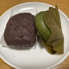 口福堂 - おはぎ つぶあん（税込 140円）評価＝○、柏餅 つぶあん（税込 216円）評価＝○