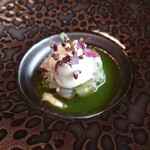 メゾン ケイ - 真鯛のタルタル仕立てセリのスープ（スープ入れた後）