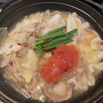 Tsurutontan - 春キャベツ明太もつ鍋のおうどん