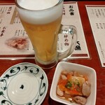 大漁 - 生ビール 180　お通し 