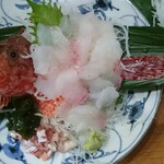 魚魚魚 - 鬼カサゴ薄造り、肝、皮、胃袋添え