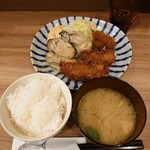 とんかつ小田保 - 牡蠣ミックス定食