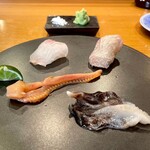 小判寿司 - 鯛 天然・鯛 共和え・赤貝・鳥貝