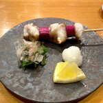 小判寿司 - 赤ネギ のど黒・芋の芽