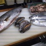 味道楽 なかえ - 今日は、アジ、スズキ、活け鮑、松茸天ぷら、土瓶蒸し等用意しました。