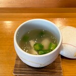 小判寿司 - 天然 鯛の白子 アスパラ 葛餡蒸し