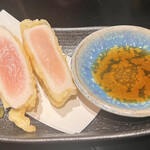 Izakaya Koban - 大山鶏ササミのレア天350円