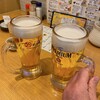 炭火焼き鳥 かしわ屋 治兵衛 - 先ずはピールで乾杯！