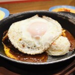 Matsuya - ブラウンソースハンバーグ定食880円 御飯特盛 富士山キムチは無料