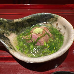 銀座 しのはら - 玉鋼焼き合鴨 菜の花の餡