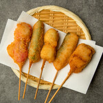 Assortment of 5 types of kushikatsu