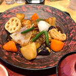 Ootoya - すけそう鱈と野菜の黒酢あん定食 鱈増量おかずの皿