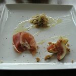 ア ミオ アージョ - 前菜（生ハム、白インゲンといわしのマリネ、イチジクとチーズのムース(マスカルポーネ＆ゴルゴンゾーラ）