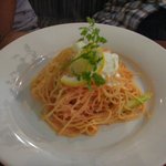 ful.cafe - レモンと明太子とアスパラガスのパスタ（１０５０円）スープ付き