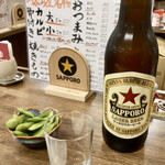 Honetsuki Karubi Tsuburaya - 瓶ビール(大)、枝豆