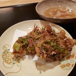 新地 やま本 - ホタルイカのかき揚げ。