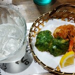 Izakaya Hokorashiya - 黒糖焼酎高倉　揚げ物３種盛