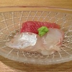 春草 - 13.7月　お造り（コチ、スズキ、メジマグロ）