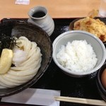 うどん上々 - ランチA（玉子かけ御飯＋ぶっかけうどん＋鶏天（２ケ））