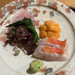 日本料理 太月 - 少な目コース２３１００円。カジキ、金目鯛、ウニ。どの品もとても美味しかったです（╹◡╹）