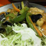 浮かれ海老 - 201307　浮かれ海老　サービスランチ（500円）茄子と豚の辛みそ炒め