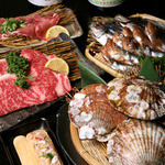 Aburiyatemmannotsuki - 霜降りの和牛や近江地鶏、新鮮な帆立、海老など厳選された食材をどうぞごゆっくりとお楽しみ下さい。