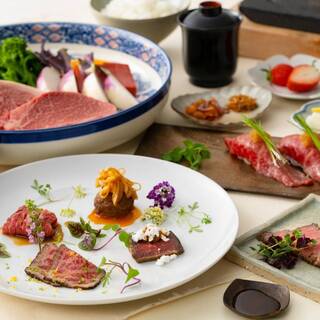 Omi beef and ingredients from Shiga Prefecture. Lunch courses are available for a little luxury.