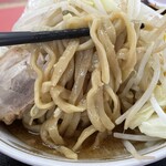 ラーメン もっけだの - 『ラーメンニンニク野菜マシマシ+ネギ』の麺