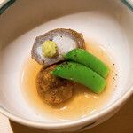 温石 - 太刀魚と蓮根の挟み揚げ