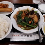 金沢飯店 - 揚げ豆腐と豚肉醤油煮込み定食　1100円