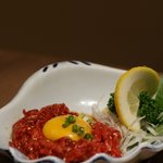 幸楽苑 - ユッケ刺し（￥１１５０）タレが肉に絡まり旨すぎます！