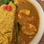 スパイスカレー ダルマ - あいがけカレー(チキン+海老)