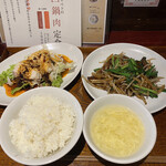 mandarimma-kettobunkaichiba - レバニラ炒め定食（よだれ鶏チョイス）1,000円