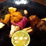 鳥茂 - 松茸、雲丹、サーロイン、キャビア