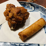 緒乃 - スッポンの唐揚げと春巻き