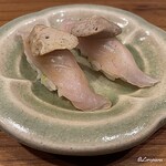 千陽 - 皮剥の肝載せのにぎり