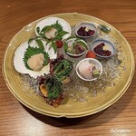 千陽 - 天然物の海鞘､帆立貝柱､幸神目抜の湯霜造り､鯨の尾の身