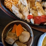 朝野 - トリテキは塩胡椒味。ケチャップ添えられてます♪