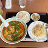 福園 - 料理写真:台湾坦々麺と半炒飯。キャベツと搾菜付きです
