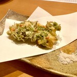 魚市場 小松 - ふきのとうとえびのかき揚げ