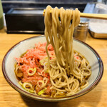 Fukusoba - ◎紅生姜天と生そばとつゆの三位一体の味わいは美味い！