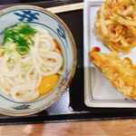 Miyatake Sanuki Udon - 釜玉、野菜かき揚げ、かしわ天