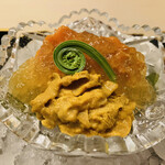 道人 - 【写真③】渡り蟹(岡山県)の身&内子、紫雲丹(兵庫県淡路島由良)