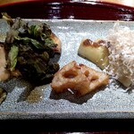 おかもと - 桜鱒の西京漬け、蕗味噌、蓮根、筍