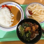 レストラン アリエスカ - 甘口カレー（ライス大盛り）、フライドポテト、豚角煮丼（ライス大盛り）