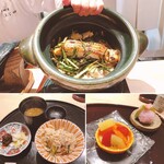 御料理 ふじ田 - サクラマス＆筍の土鍋ご飯、甘味