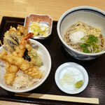 Sobakichi - 海老天丼 と 蕎麦（ぶっかけ）¥1,280